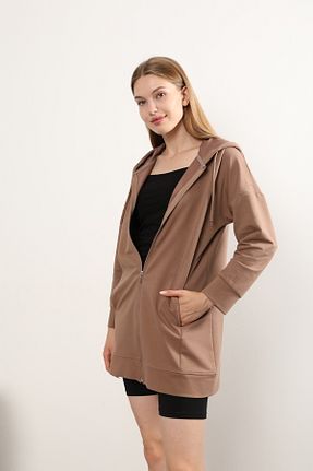سوئیشرت حجاب بژ زنانه پنبه ای LUQAJ - کد 851502126