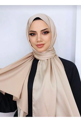 شال بژ زنانه پلی ساتن Trablus - کد 851520367