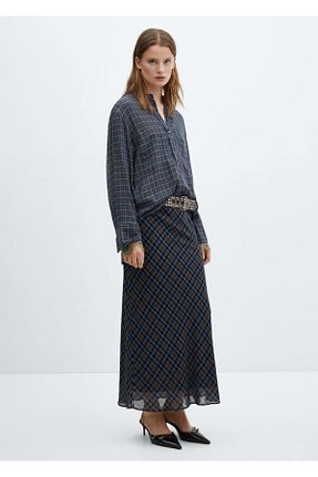 دامن آبی زنانه پارچه MANGO - کد 799499443