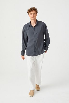 پیراهن طوسی مردانه Relaxed haori - کد 832125572