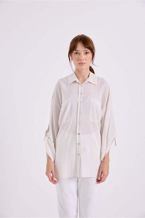 پیراهن حجاب سفید زنانه اورسایز Garzia İtalia - کد 851641764