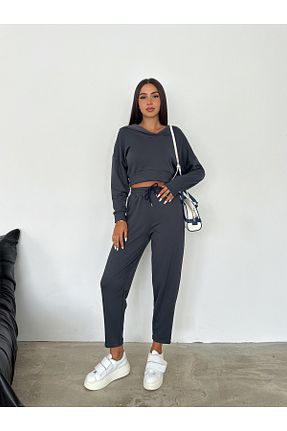 ست بالاتنه و پائین تنه طوسی زنانه بافت badibadii - کد 851677215