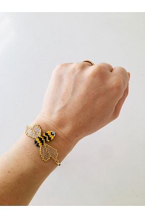 دستبند جواهر زرد زنانه چرم elamindunyasi - کد 94915773