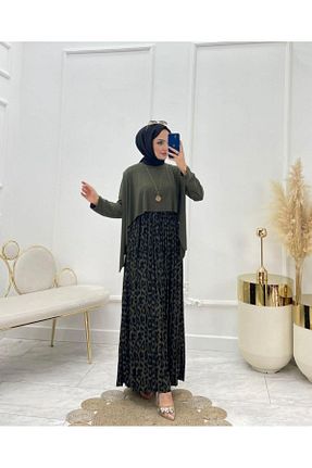 لباس حجاب خاکی زنانه A-line Genel Markalar - کد 849772796