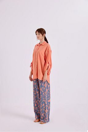 پیراهن حجاب نارنجی زنانه اورسایز Garzia İtalia - کد 851641209
