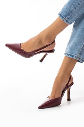 کفش پاشنه بلند کلاسیک زرشکی زنانه چرم مصنوعی Güllü Shoes - کد 831250664