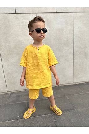 ست بالاتنه و پائین تنه زرد بچه گانه بافتنی barin kids - کد 759250069