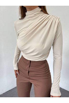 بلوز بژ زنانه ساده alenmoda - کد 851970653