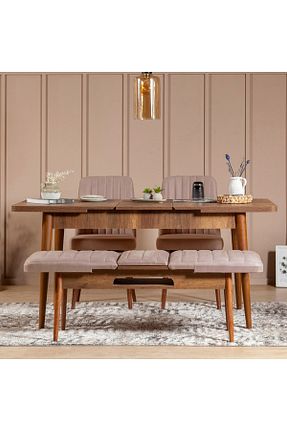 ست میز آشپزخانه قهوه ای چوب REYSA MOBİLYA - کد 345180932