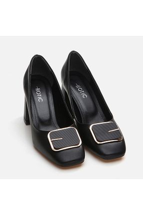 کفش پاشنه بلند کلاسیک مشکی زنانه چرم مصنوعی Hotiç - کد 851618182