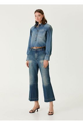 پیراهن آبی زنانه یقه پیراهنی Victoria Beckham - کد 851791597
