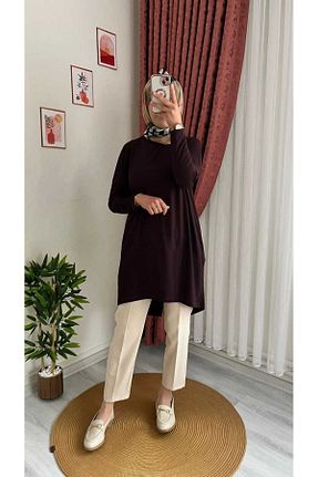 تونیک حجاب قهوه ای زنانه بافتنی bhmtesettur - کد 818130872