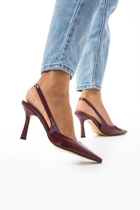 کفش پاشنه بلند کلاسیک زرشکی زنانه چرم مصنوعی Güllü Shoes - کد 831250664
