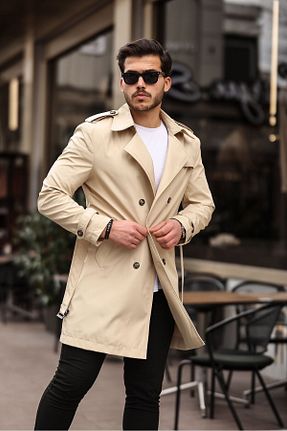 ترنچکت بژ مردانه پنبه پلی استر MEECY - کد 849808783