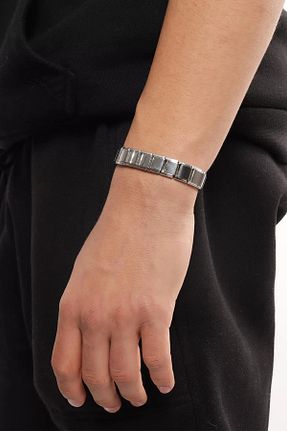 دستبند استیل (فولاد) طوسی زنانه استیل ضد زنگ Westia - کد 852071865
