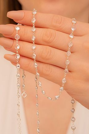 گردنبند نقره سفید زنانه 925 عیار Silver - کد 824230135