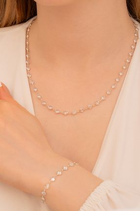 گردنبند نقره سفید زنانه 925 عیار Silver - کد 824230135
