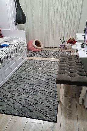 فرش طوسی زیره ضد لغزش NY TEXTİLE - کد 832410243