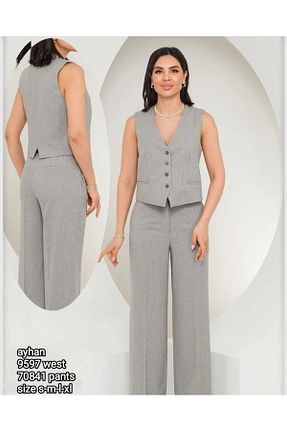 ست بالاتنه و پائین تنه طوسی زنانه بافتنی Ayhan - کد 830227246