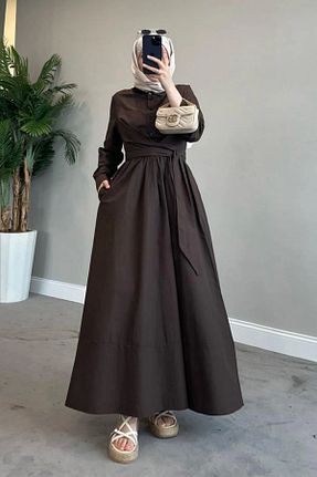 لباس حجاب قهوه ای زنانه کلوش Swana - کد 846206194