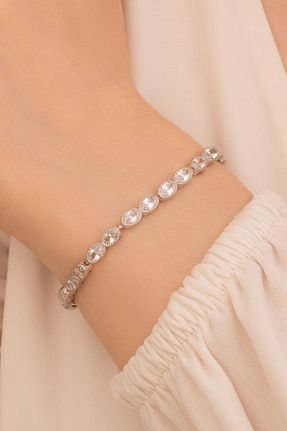 دستبند نقره سفید زنانه 925 عیار Silver - کد 824026823