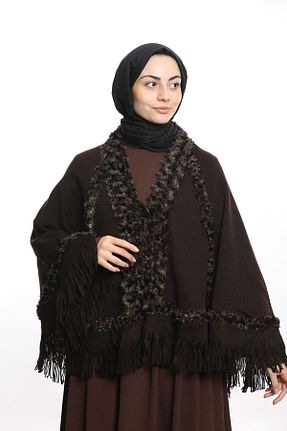 پانچو قهوه ای زنانه اکریلیک ARMİZA - کد 776390617