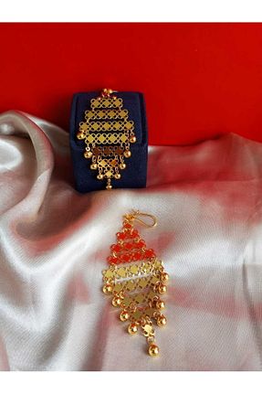 گوشواره جواهر طلائی روکش طلا VEFA GLOBAL - کد 832659869