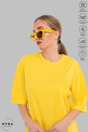 تیشرت زرد زنانه اورسایز Nyda Collections - کد 806299152