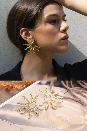 گوشواره جواهر طلائی فلزی Diloshtrend Design - کد 801552403