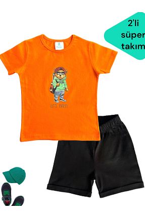 ست بالاتنه و پائین تنه نارنجی بچه گانه بافتنی patriko tekstil - کد 852163781