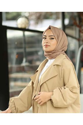 شال قهوه ای زنانه پنبه ای feronis - کد 750690780