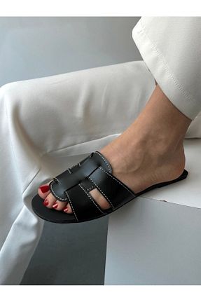 دمپائی مشکی زنانه چرم مصنوعی Shoe - کد 849472394