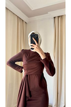 لباس حجاب قهوه ای زنانه Straight modasusev - کد 851025810