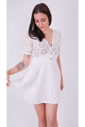 لباس سفید زنانه بافتنی BöğürtlenStore - کد 839878515