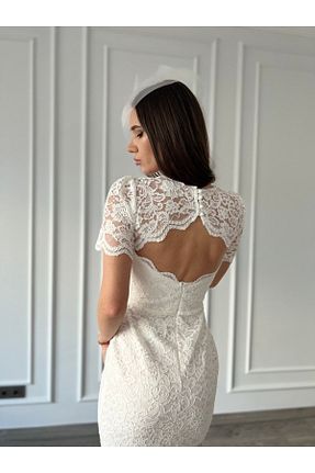 لباس مجلسی و فارغ التحصیلی سفید زنانه دانتل Nişantaşı Abiye - کد 645057917