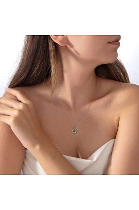 گردنبند نقره سبز زنانه 925 عیار Usho Jewelry - کد 788001138