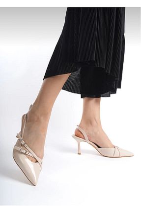 کفش پاشنه بلند کلاسیک بژ زنانه چرم لاکی BEB SHOES - کد 852240396