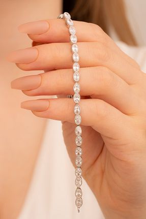 دستبند نقره سفید زنانه 925 عیار Silver - کد 824026823