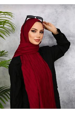 شال زرشکی زنانه پنبه ای Trablus - کد 852296532