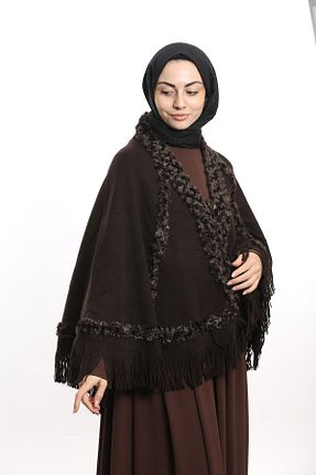 پانچو قهوه ای زنانه اکریلیک ARMİZA - کد 776390617