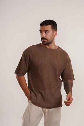 تیشرت قهوه ای مردانه رگولار SCSARVİN - کد 852541477