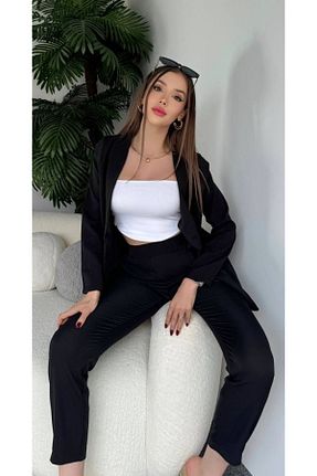 ست بالاتنه و پائین تنه مشکی زنانه بافتنی NEW STATION - کد 852362195
