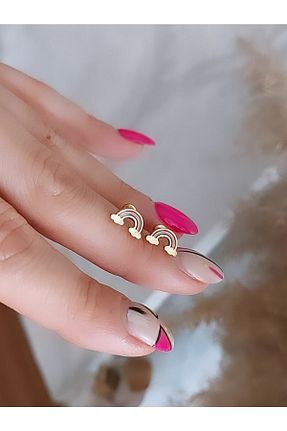 گوشواره استیل (فولاد) طلائی بچه گانه استیل (فولاد) Atölye Eliz - کد 696210183