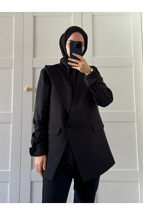 کت حجاب مشکی زنانه Asimetrik meqlife - کد 804837024