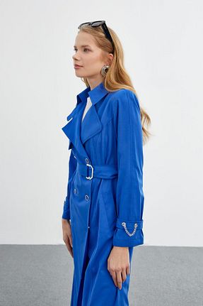 ترنچکت آبی زنانه مخلوط پلی استر Zühre - کد 812851488