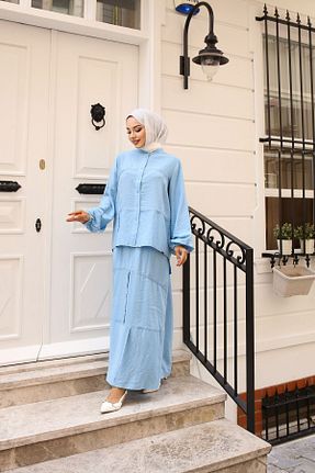 ست بالاتنه و پائین تنه حجاب آبی زنانه رگولار Pieef - کد 852159140