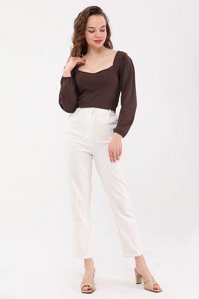 بلوز قهوه ای زنانه ساده VEGAMOD - کد 410050264