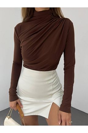 بلوز حجاب قهوه ای زنانه پنبه ای MetuCA - کد 852182952