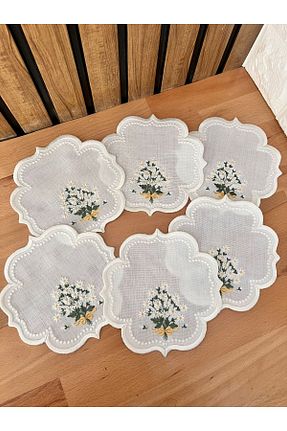 سرویس آمریکائی سفید کتان Nakışkonsept - کد 852265402
