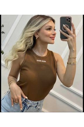 بادی قهوه ای زنانه پنبه ای ÖZZYGİYİM - کد 852269783